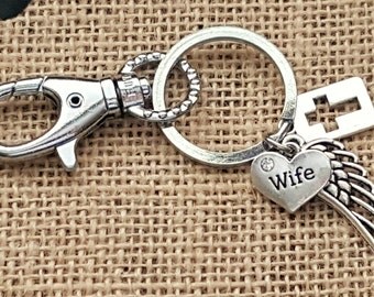Sympathy Gift for Men, Loss of Wife, Memorial Key Chain, Remembrance of Wife, Memorial Gift Idea, Christian Memorial Gift, Inexpensive Gift