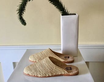The Edith Almond Clog Raffia Mule with Western Buckles main image 0