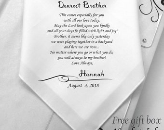 To My Brother Gifts On His Wedding Day-Wedding Handkerchief Gifts For Brother From Sister-Printed-Free Wedding Handkerchief Gift Box/HY:1152