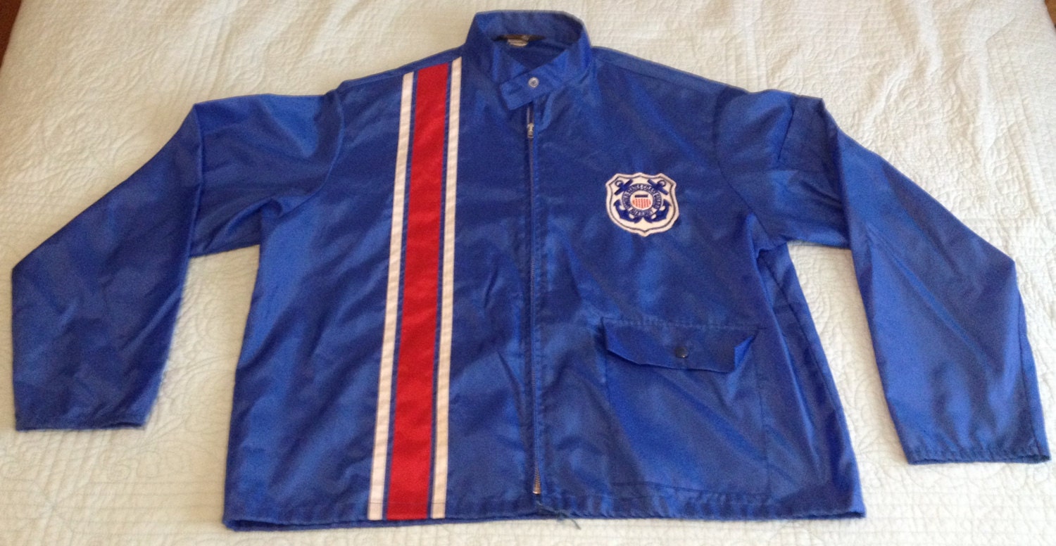 Vtg Coast Guard Royal Blue Windbreaker Style Racing Jacket