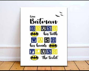 Batman Bathroom Art Batman Bathroom Printable Batman Decor Batman Bathrmom Decor