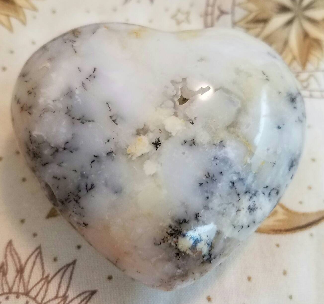 Large Merlinite Dendritic Opal Wizard Gemstone Puffy Heart