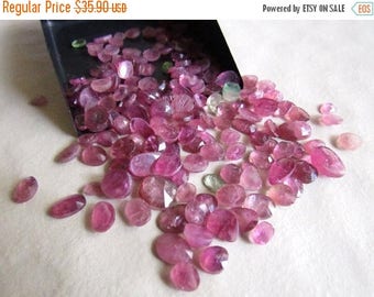 ON SALE 50% 7 Pcs Pink Tourmaline, Rose Cut Cabochon, Pink Tourmaline Flat Cabochons, Rose Cut Gemstone, Faceted Cabochon 5mm To 9mm, SKU-Rs