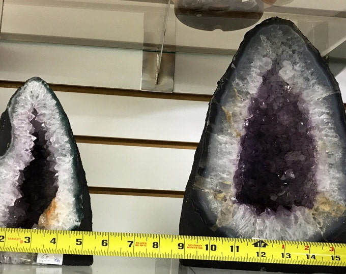Highest Quality Amethyst Cathedral 11" Tall with Chalcedony Border From Uruguay- Natural Geode \ Geode \ Amethyst Geode \ Amethyst Crystal