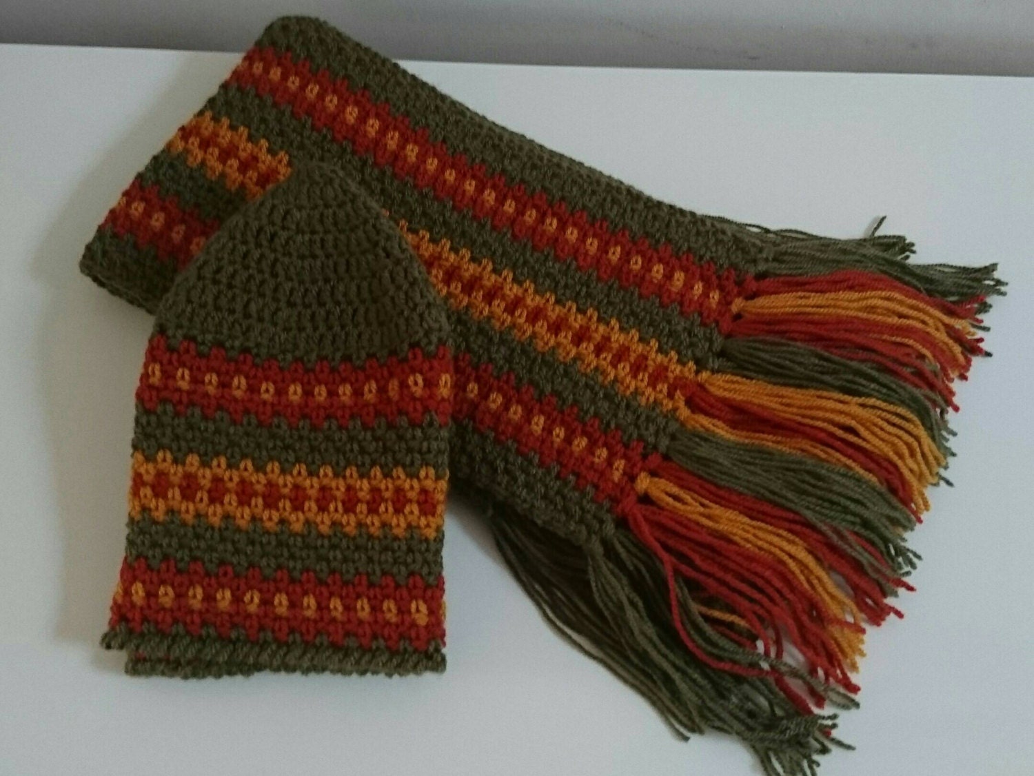 Mens hat and scarf set crochet winterwear premium by BezCreations