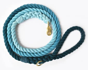Teal Ombré Rope Dog Leash