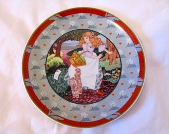 Vintage 80s A Tisket, A Tasket, Once Upon a Rhyme Plate, Made by Heinrich, West Germany