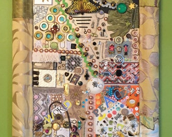 Think About World Peace Mixed Media Art - Found Objects - Assemblage