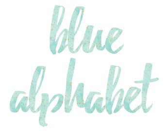 Buy 3 for 9 USD - Blue Alphabet Clip art, Stars, Confetti, Digital clipart, Font, Letters numbers cards, invitationsrt, PNG