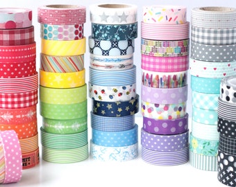 Pick Any 5 Rolls of Washi Tape - 85 Choices- Stripes / Dots / Chevron / Grid / Floral / Vintage Assorted Washi Set- Washi Tape Set
