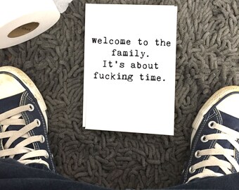 Coming Out Card, LGBT, Funny Lesbian, Funny Gay, Any Occasion, Blank Inside, Typewriter Font, Wholesale, Chukclcards, Welcome to the Family