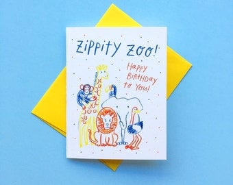 Zippity Zoo, Happy Birthday to You! Colorful Zoo Birthday Card