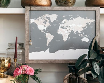WANDERER'S MAP TM | Framed Push Pin World Travel Map | (18" x 24") | Made in Canada