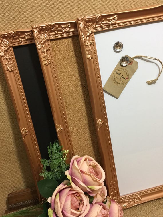 ROSE GOLD Ornate Framed Notice BOARD / Metallic Frame Message Board / Bulletin Board / Notice Board / Vision Board / Gold - Silver - Copper