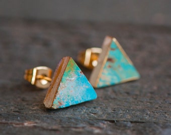 Turquoise Stud Earrings,Turquoise Earrings,Turquoise studs,Turquoise Post Earring,Turquoise Jewelry,Stone Stud,Gold Turquoise Stud Earrings