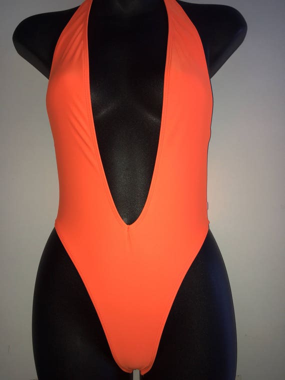 ORIGINAL *** MissManeater deep V front cheeky scrunch bum high cut one piece swimsuit ***BRAZILIAN cut!