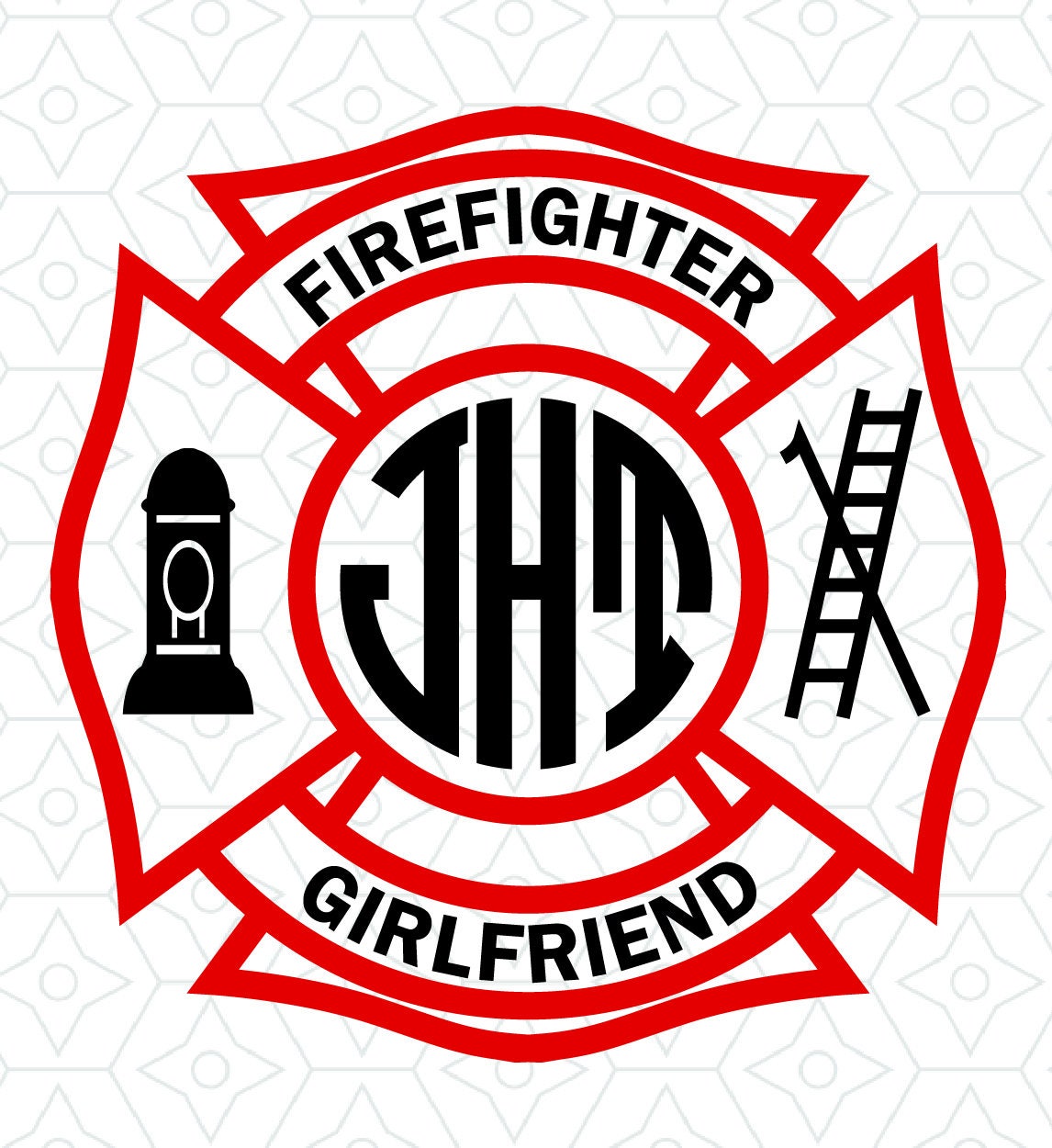 Firefighter Girlfriend Monogram Frame Decal Design Svg Dxf