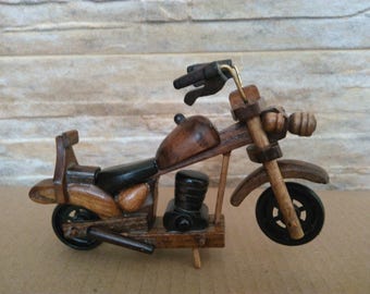 Vintage Wooden Motorbike / Handcrafted Wooden Motorcycle / Wood Art Motorcycle / Wooden Motorcycle / Gift For Rockers / Wood Rocker