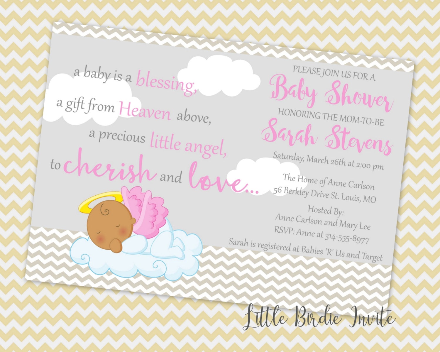 Heaven Sent Baby Shower Invitation Religious Baby Shower