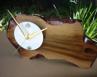 Tasmanian Sassafras Solid timber Rustic desk Clock hand made