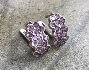 Amethyst Earrings, Natural Amethyst, February Birthstone, Vintage Earrings, February Earrings, 6 Carats, Victorian Earrings, Solid Silver
