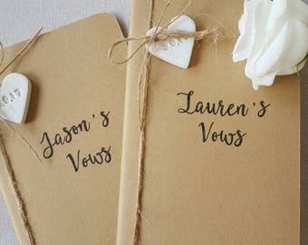 Set of 2 Wedding Vows Notebooks ~ Personalized Vow Books ~ Vow Books ~ His & Her Vow Books ~ Vows ~ Lined Pages