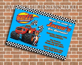 Blaze and the Monster Machines Invitations - Birthday Party Invite - Printable & Shipped