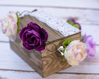 flower wreath headpiece purple lilac flower hair crown Flower Girl crown bridal headband
