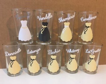 Personalized Shot Glasses, Bridesmaid shot glasses, Wedding Shot Glasses, Custom Shot Glasses, Bachelorette Party, Custom Shot Glasses