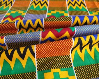 Kente Print Fabric - Ankara African Print - African Fabric for sewing - Wax Print Fabric - Kente African Print - Fabric per yard