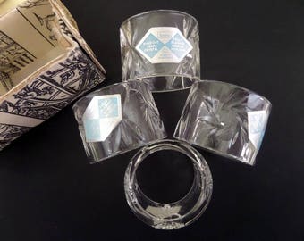 CRYSTAL NAPKIN RINGS • Sears Crystal • The Whiskered Kitten • Starburst Design • Hand Cut Crystal • Mouth Blown Crystal • Hungary Crystal