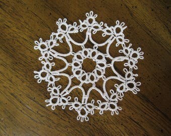 Handmade 5 Inch Ecru Tan Tatted Lace Doily