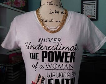 Walking by Faith Cute Christian Tshirt for women-Christian Shirt-Inspirational-Faith T shirt- Gifts for her-Christian Quote Shirt- Faith