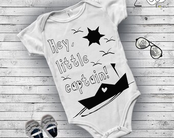 Infant clothing, Black and white, Nursery gift, Captain, Boat, Newborn boy onesie, Rock baby clothes, Baby boy nursery, baby boy summer