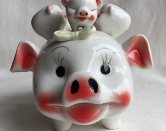 Vintage Piggy Bank With Five Piglets-Piggy Back