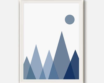Mountain Art, Nursery Art, Boy Nursery Art, Navy Wall Art, Blue Mountains, Boy Nursery, Navy Nursery Print, Baby Boy Room, Mountain Nursery