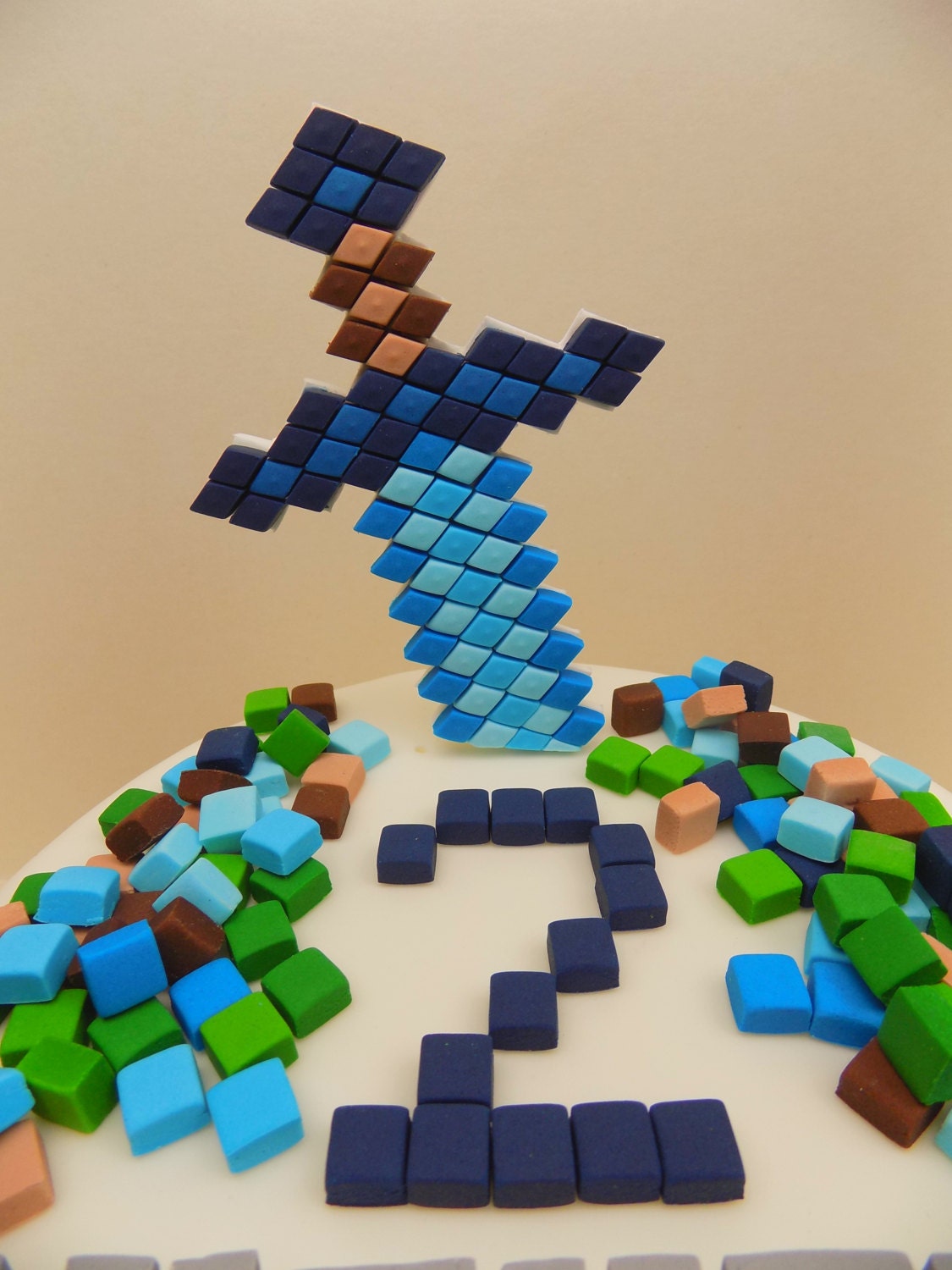 Handmade Minecraft cake toppers squares personalised edible Handmade Minecraft cake toppers squares personalised edible