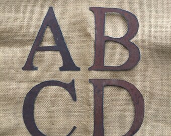 6" rusty flat letters, new times Roman font letters, tin letters, rusty tin letters, handcut letters, rustic tin letters, metal letters