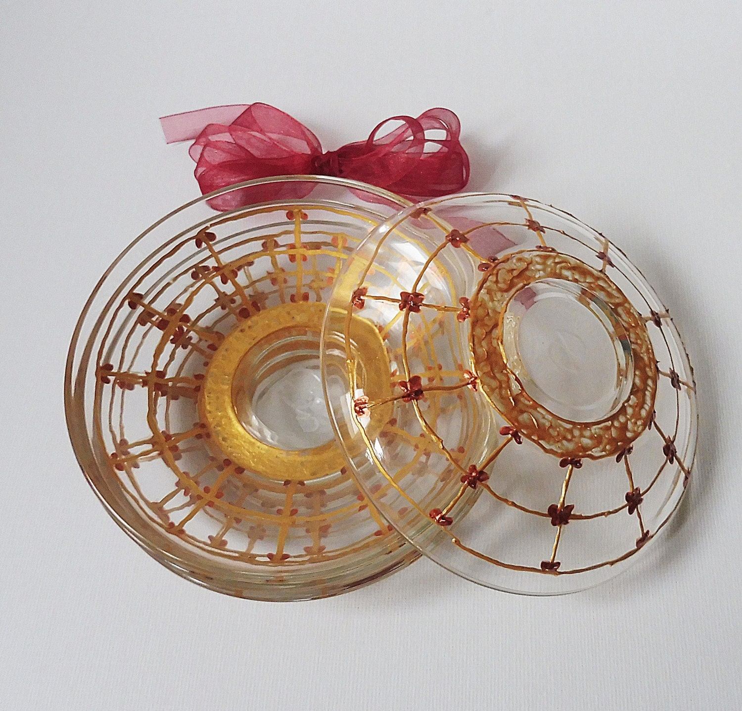 Painted Glass Plate Hand Painted Glass Small Glass Plates