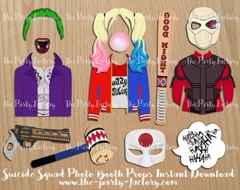 Suicide Squad Party Theme Photo Booth Props Instant download, Digital Download Photo Booth Props