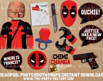 Deadpool Photo Booth Props Instant Download, Printables, PDF, Digital File, Digital Design