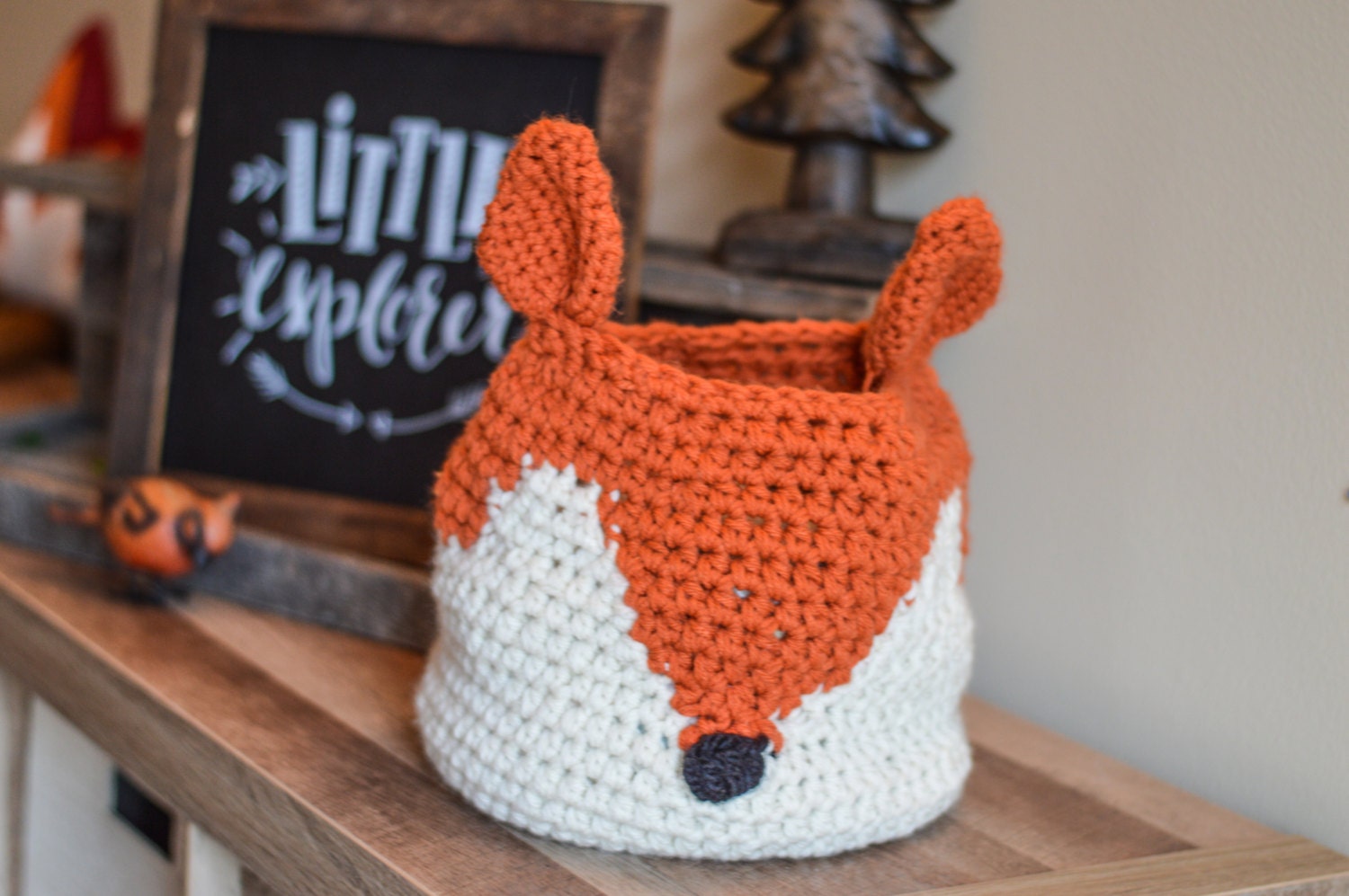 Crochet fox basket fox Nursery decor woodland nursery Crochet fox basket fox Nursery decor woodland nursery