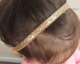 Gold Sparkle Halo Headband, halo headband, headband, newborn photo prop, baby girl, girl toddler, baby gift