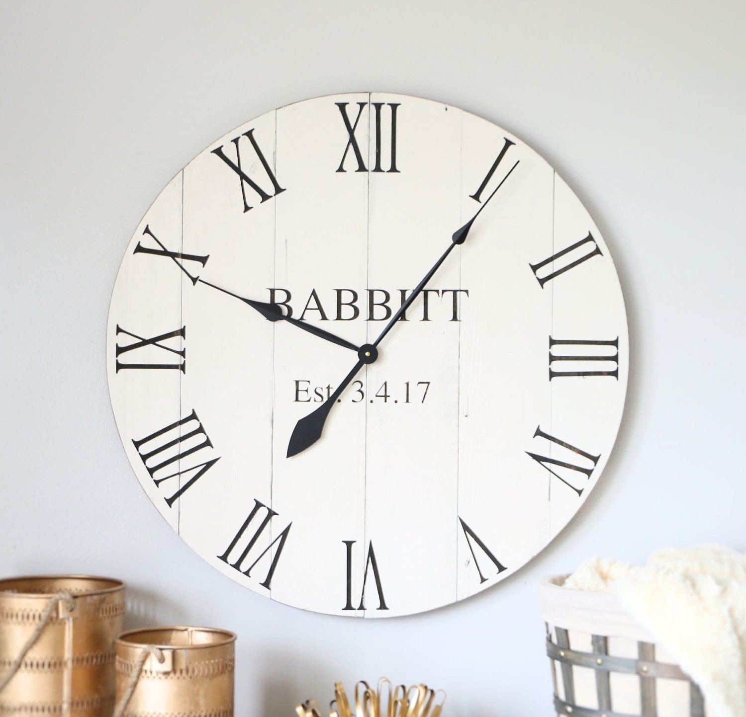 25/30 in wall clock. Personalized gift. Wedding gift. Family