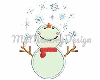 Snowman embroidery design - Christmas embroidery - Christmas applique design - Machine embroidery design - INSTANT DOWNLOAD - 4x4 5x7 6x10