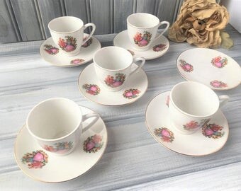 Ceramic Victorian Tea Set / 5 pc Tea Set / Miniature Tea Set / Mini Tea Set / Ceramic Tea Set / Kids Tea Set / Kids Tea Party