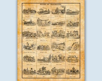 Imprimir transporte, transporte de arte, regalos de viaje, viaje cartel, modos de viaje, decoración transporte transporte partido
