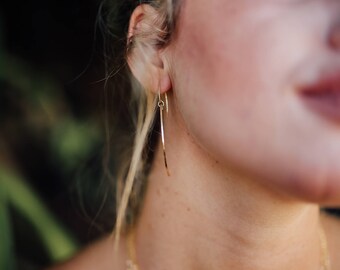 Thin gold BAR eaarings-large