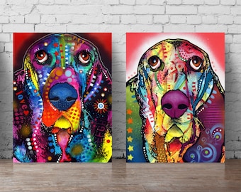 Basset dog poster set dog wall decal A5-A0 poster dog wall sticker dogs animals pop art colorful abstract dog wall art design Dean russo 344