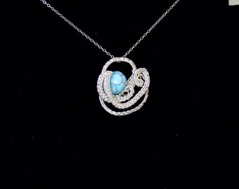 Blue waters sterling silver pendant